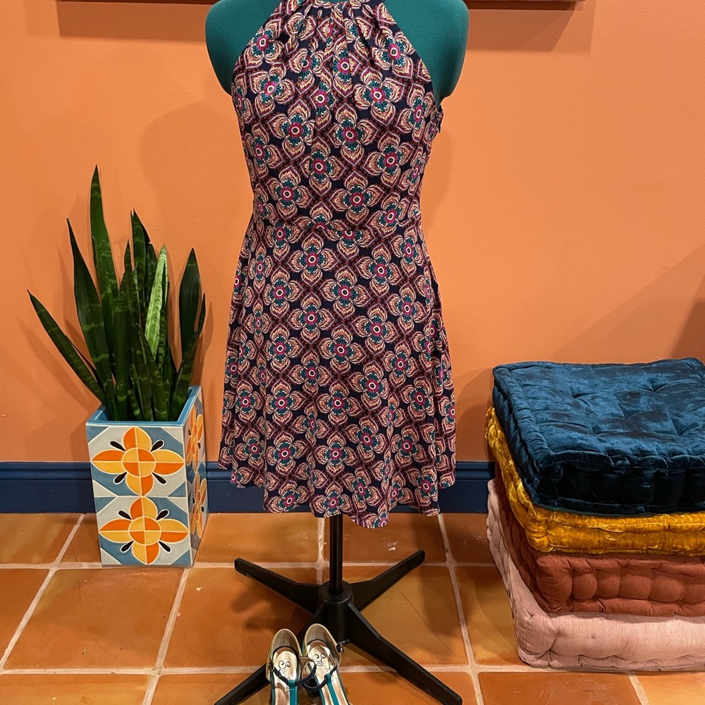 Express Navy Halter Neck Dress